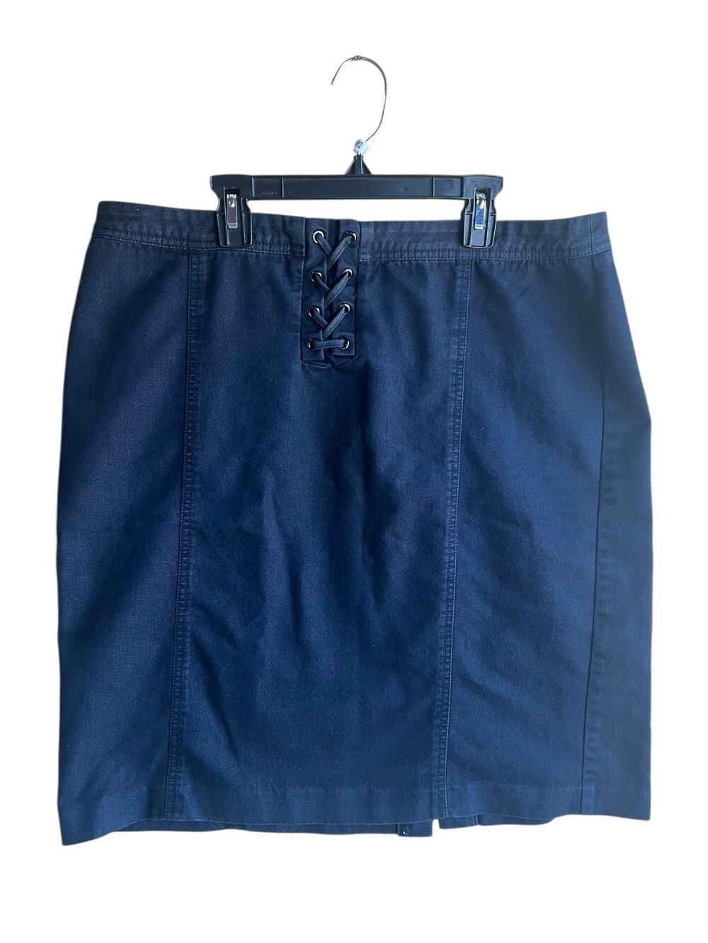 Talbots Women's Lace-up Front Mini Skirt Dark Blue Size 16